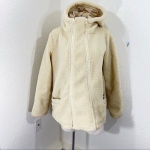 ASOS Mama licious cream ivory Sherpa fleece maternity baby carrier jacket coat M